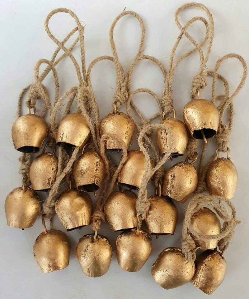 (Set of 10) Vintage Rustic Lucky Tin Cow Bells Christmas Decor Handmade Bells - Image 2
