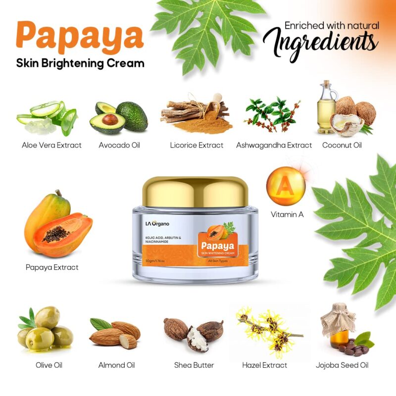 LA Organo Papaya Cream For Skin Brightening & Whitening 50 GM - Image 3