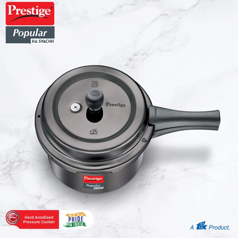 Prestige Popular Svachh Hard Anodised Pressure Cooker(3.0 L, Black, Deep Lid-Controls Spillage) - Image 2