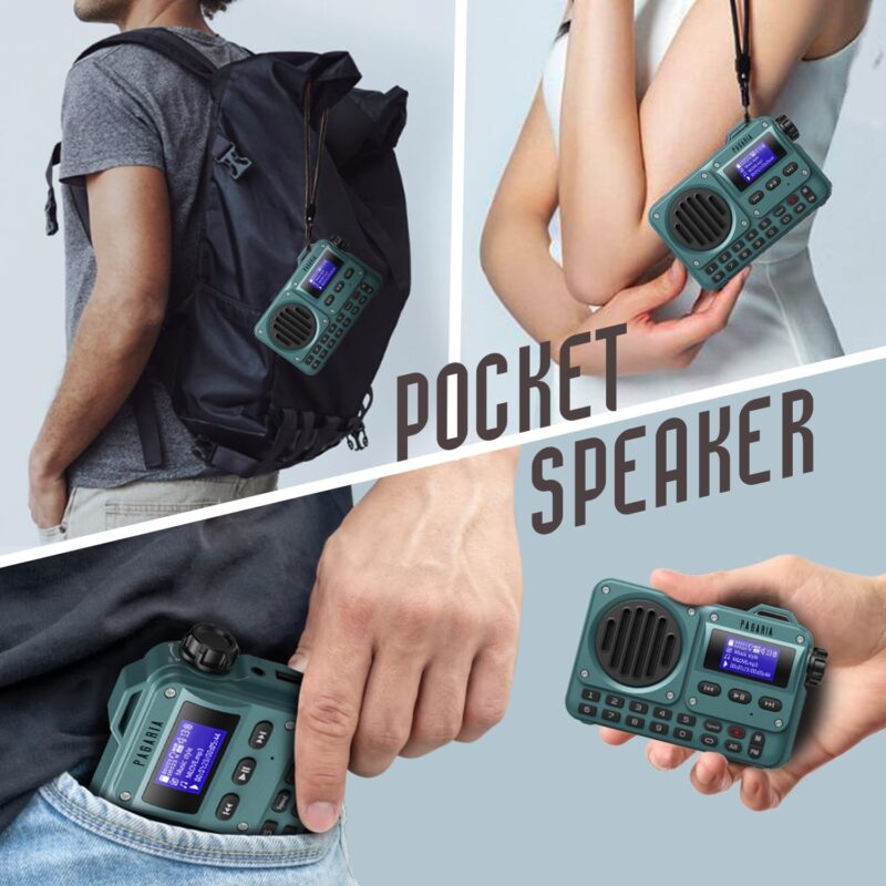 Pagaria Grenade 5 Watts Pocket FM Radio with Bluetooth, Tf Card/USB Speaker – LCD Display with Song Name, Folder Selection, Type C Charging, Voice Recording & More - Image 8