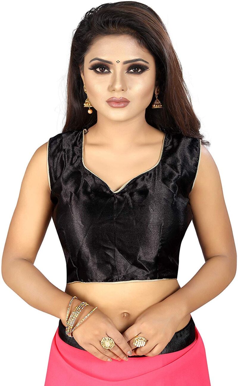 Market Magic World Women's Georgette Saree (Combinationruffle_Gajri-Black_Free Size_Gajri Black) - Image 3