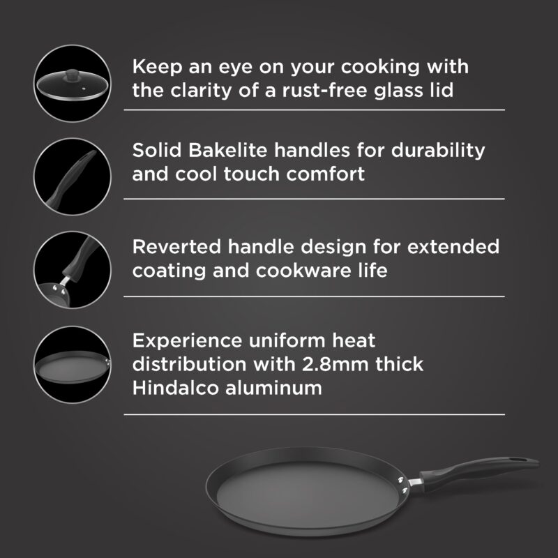 Preethi Daily Collection Non Stick Tawa | 5 Star Non Stick Performance | Grey | 28 cm - Image 5