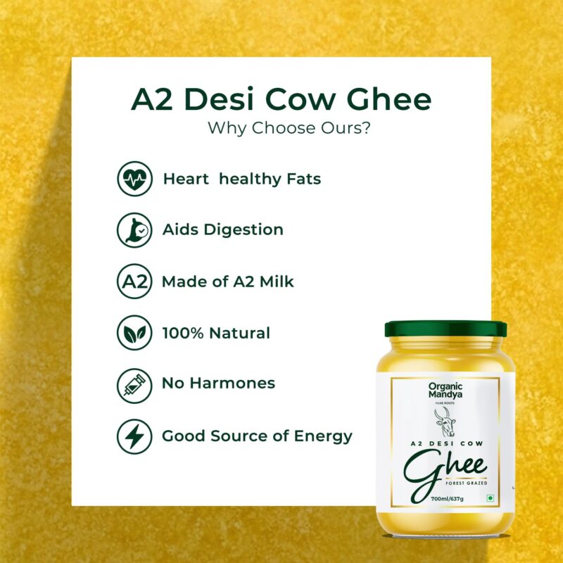 Organic Mandya Premium A2 Desi Ghee 700 ml | Pure, Natural & Health | Forest Grazed, Stress Free Cattle | Ethically Sourced | Glass Jar 700 ml - Image 7