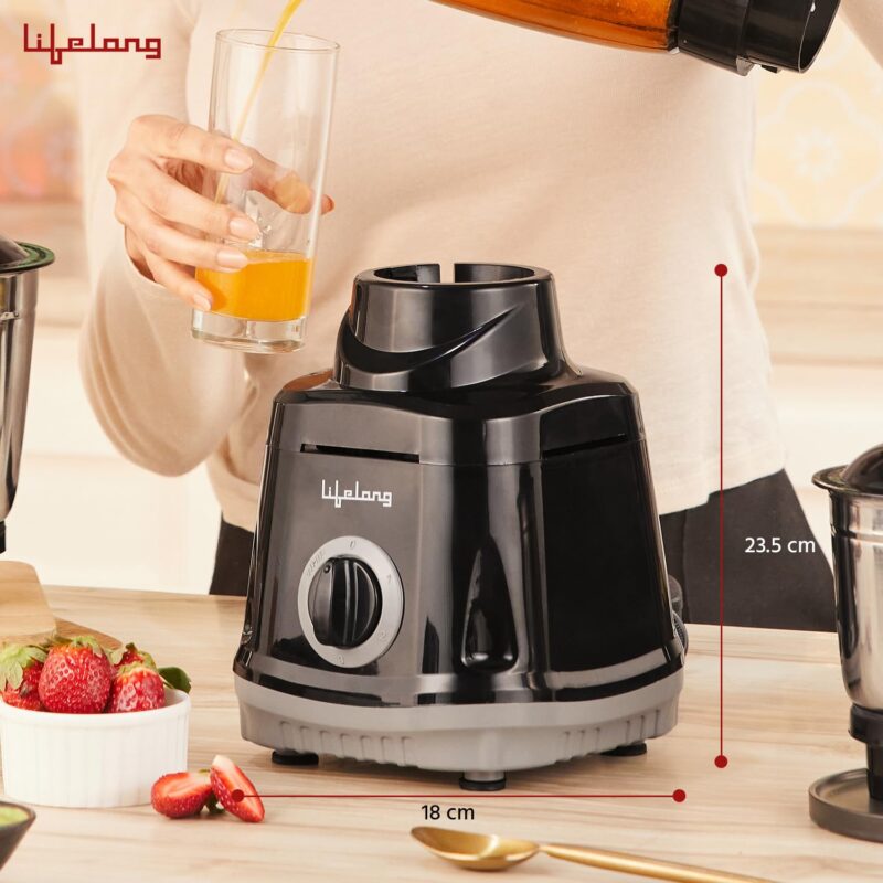 Lifelong Juicer Mixer Grinder for Kitchen - 4 Jars 750 Watt Mixie - Juicer with Fruit Filter, Grinding Jar, Chutney Jar & Liquidizing Jar used as Wet Grinder & Blender - Stainless Steel Blades(LLMG75) - Image 2