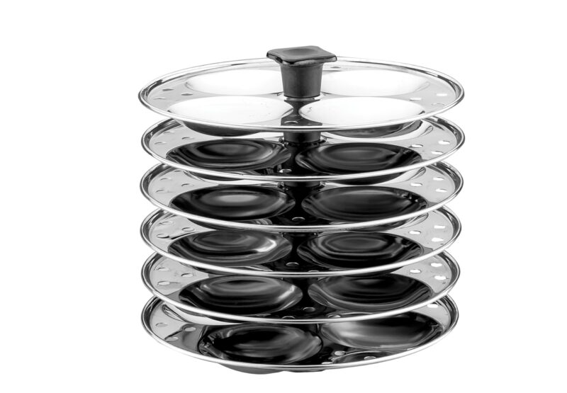 Pigeon Classic 6 Stainless Steel Idli Maker /Cooker with whistle indicator - 6 Plates (24 Idlis) / Idli Steamer/Idly Cooker Pot/ Stainless Steel Idli Maker with Silver Lid - Fluffy Idlies - Induction & Gas Base - 1 Year Warranty - Image 2