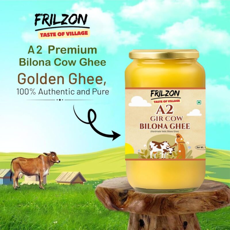 Frilzon A2 Cow Ghee 1 Litre, 100% Pure desi and Natural, Churned from Traditional Bilona Method, Helps Boost Immunity and Digestive Health, A2 Gir Cow Ghee for Cooking and Heart Health - Image 4