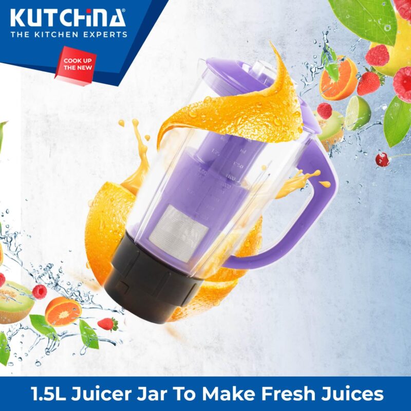 Kutchina Milano Excel Mixer Grinder 750 Watt with 4 Jars (Juicer Jar, Liquidizing, Wet Grinding, Chutney Jar) | Stainless Steel Blades | Mixer Grinder 750+ Watt | 2Yrs on Product, 5Yrs on Motor - Image 5