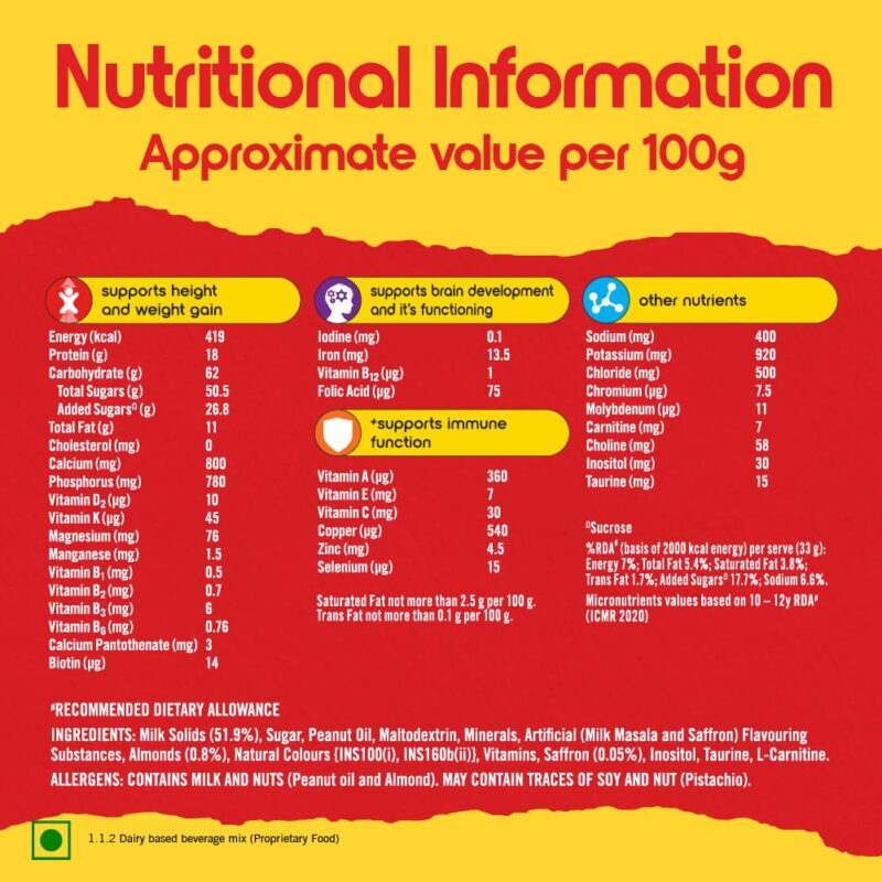 Complan Nutrition Drink Powder for Children, Royale Chocolate Flavour, 500 g Carton | Nutrition drink for kids with protein & 34 vital nutrients - Image 3