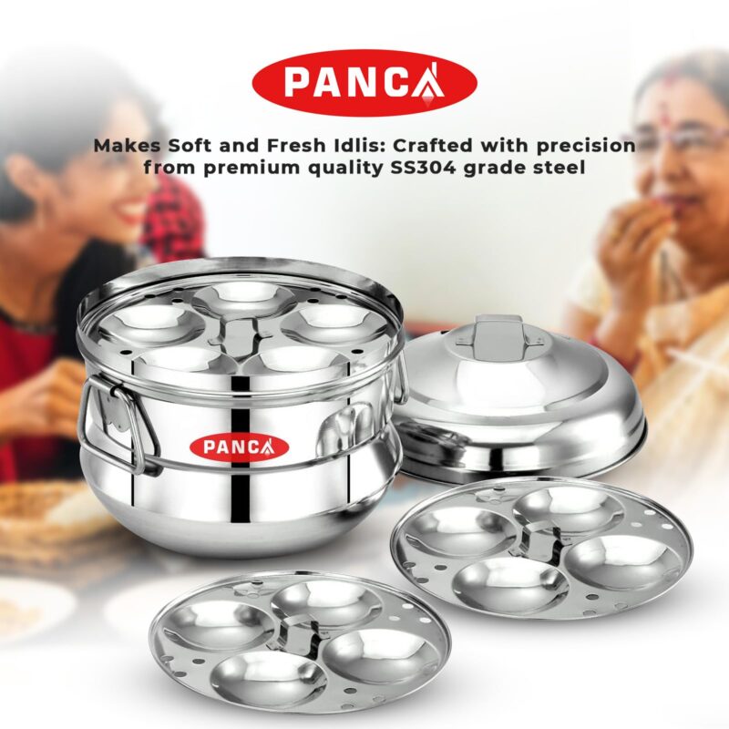 PANCA Idli Maker 3 Plate 13 Idli Cooker, Premium Idli Panai Heavy Weight Idly Cooker, Idli Steamer, Idli Pot- Silver (13 IDLI BIG) - Image 7