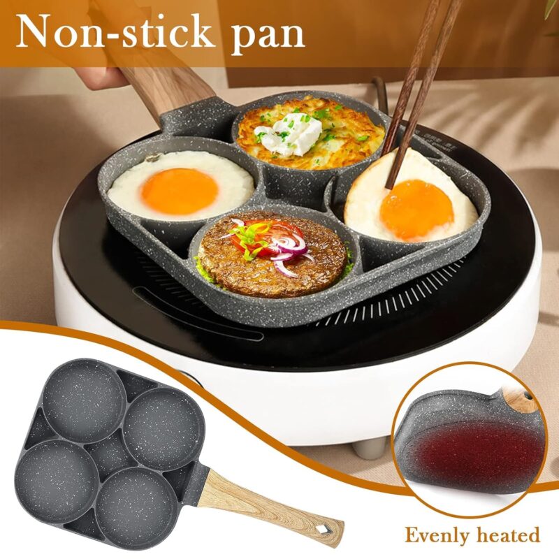 SILENCIO Egg Frying Pan Nonstick Pancake Pans 4-Cups cookware Pancake, Omelette Pan, Idli Non stic plat Harmless with Handle for Electric Stove for Kitchen for Induction Cooker - Image 7