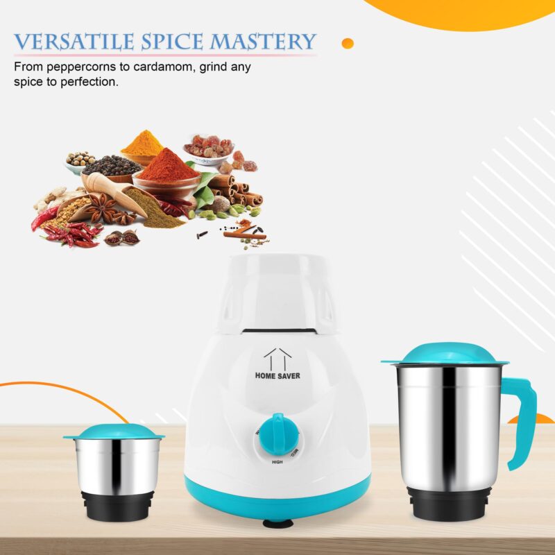 HOME SAVER 550watt HeavyDuty Mixer Grinder With 2 Sharp Stainlees Steel Jar Set For Kitchen Grinding and Mixing | CD Green Mixer Grinder with 2 Multipurpose Jars Set | 1 Year Warranty - Image 6