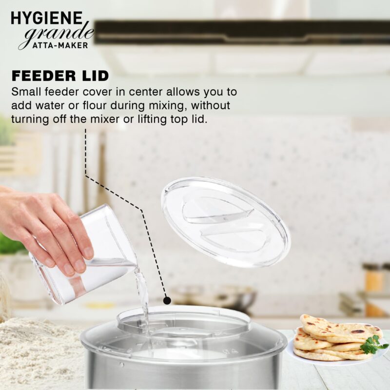 Havells Hygiene Grande Atta Kneader Dough Maker with 5L SS Bowl, Up to 1 KG Dough Maker, 4 Speed, Aluminium Dough Hook, Transparent Anti Splatter Lid with Lock, Hands Free Operation, 2 Yr Warranty - Image 10