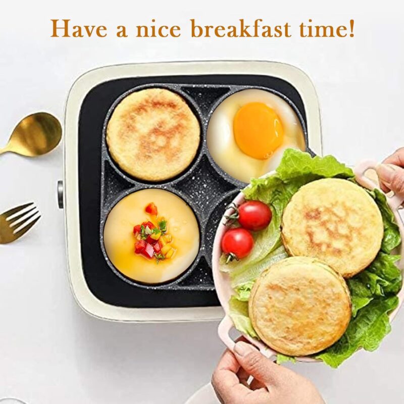 SILENCIO Egg Frying Pan Nonstick Pancake Pans 4-Cups cookware Pancake, Omelette Pan, Idli Non stic plat Harmless with Handle for Electric Stove for Kitchen for Induction Cooker - Image 4
