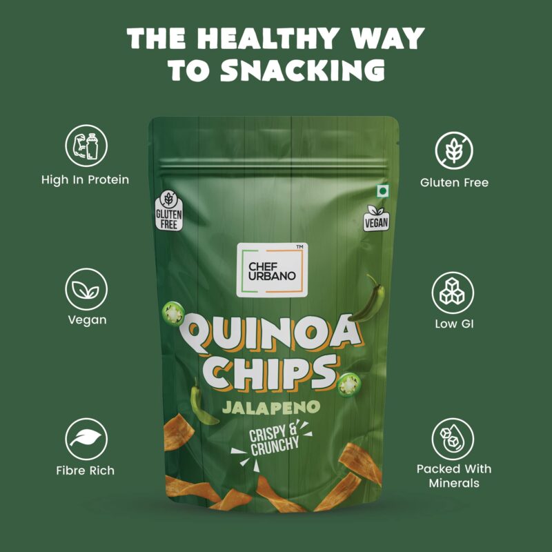 15x Chef Urbano Quinoa Chips Jalapeno - 85g each - Pack of 15 - Image 2
