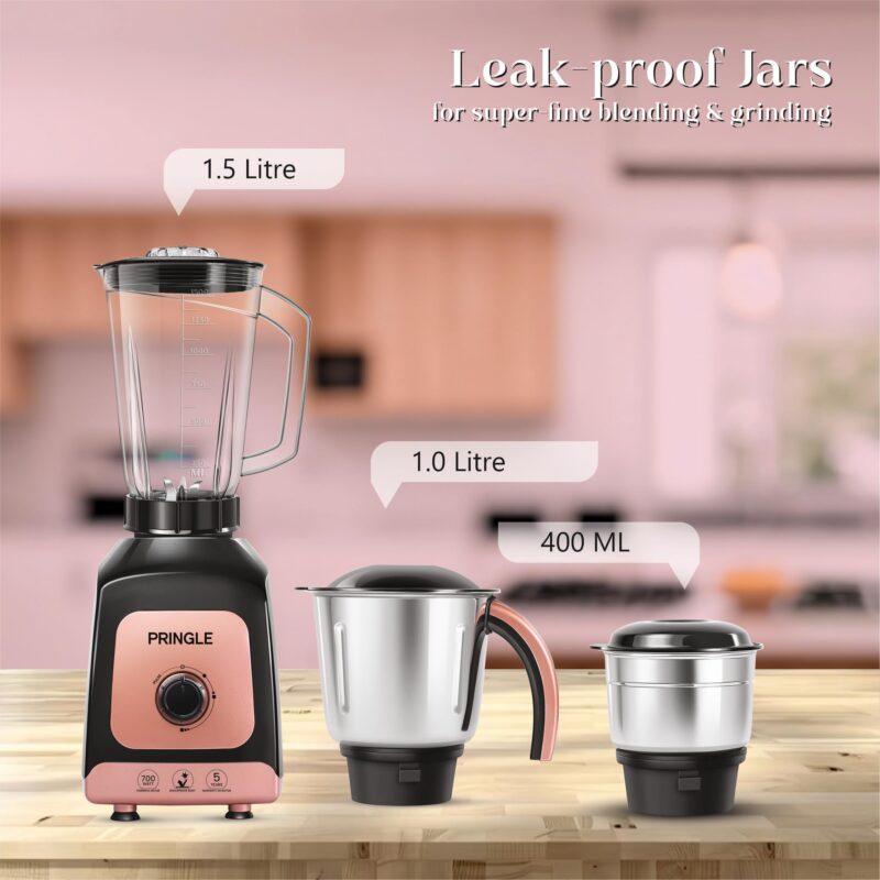 Pringle Thunder Pro 700Watt Juicer Mixer Grinder with 3 Jars for Grinding, Mixing, Juicing with Powerful Motor | 5 Years Warranty On Motor (Magenta) - Image 5