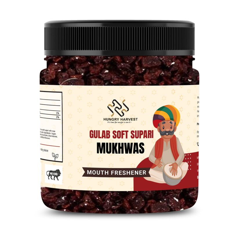 Hungry Harvest Soft Gulab Supari 300g Mouth Freshener Sweet Rose supari [Jar Pack]
