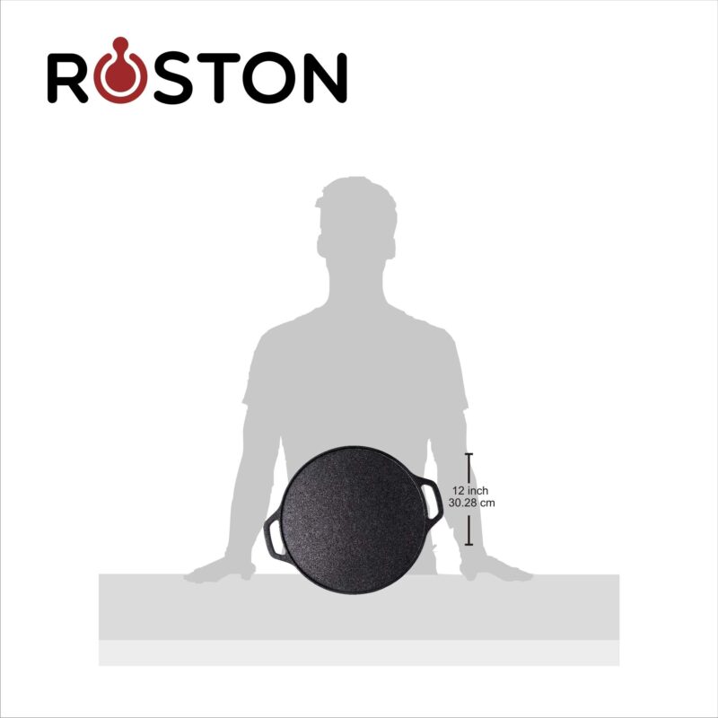ROSTON Cast Iron Tawa Dosa | Cookware Flat Vessel Pre Seasoned | Ideal for Cooking Dosa Chapati Pizza Roti Thava(Thava Kallu Kitchen Accessories) - Image 5