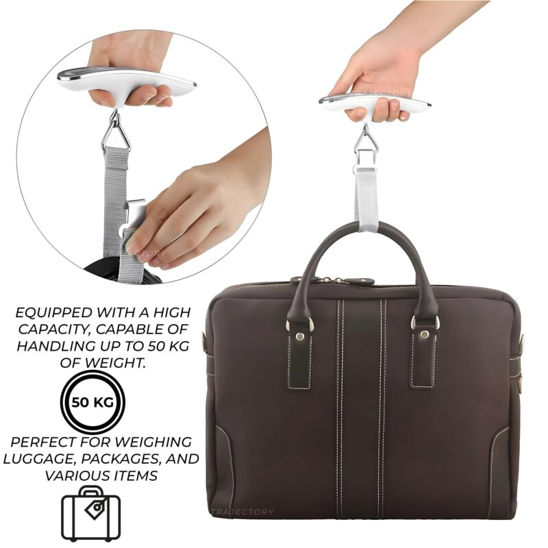 Trajectory Digital Luggage Scale with LCD Display Capable Up To 50 Kg - Precision Weighing for Bags in Airport Baggage Check-in, Travel, Flights, Home, and Grocery Shopping A1 Silver - Image 6