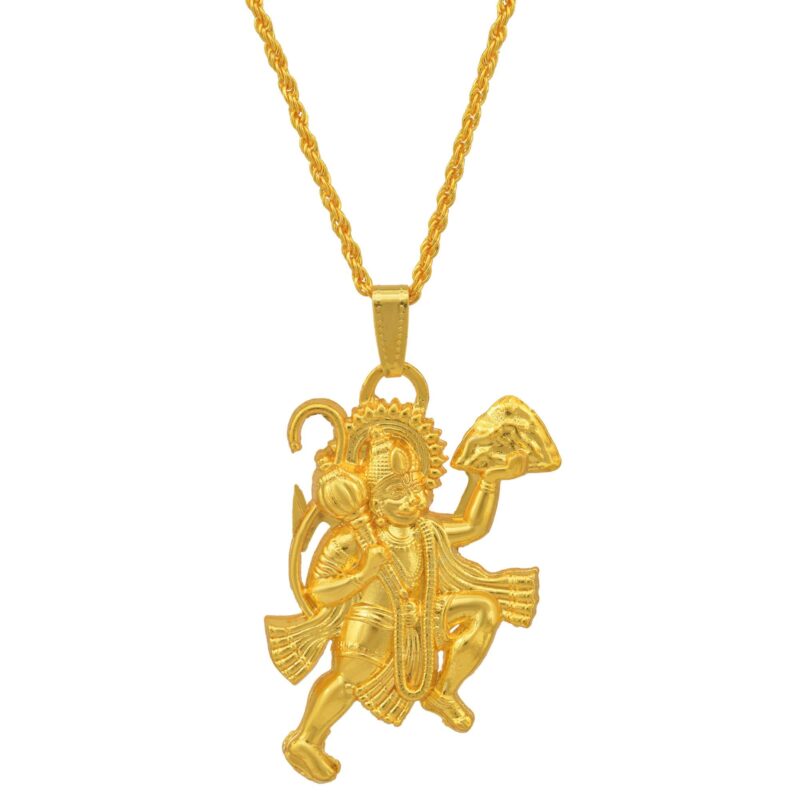 Memoir Gold plated flying Bajrang Bali Hanuman pendant Hindu God temple jewelery Women - Image 7