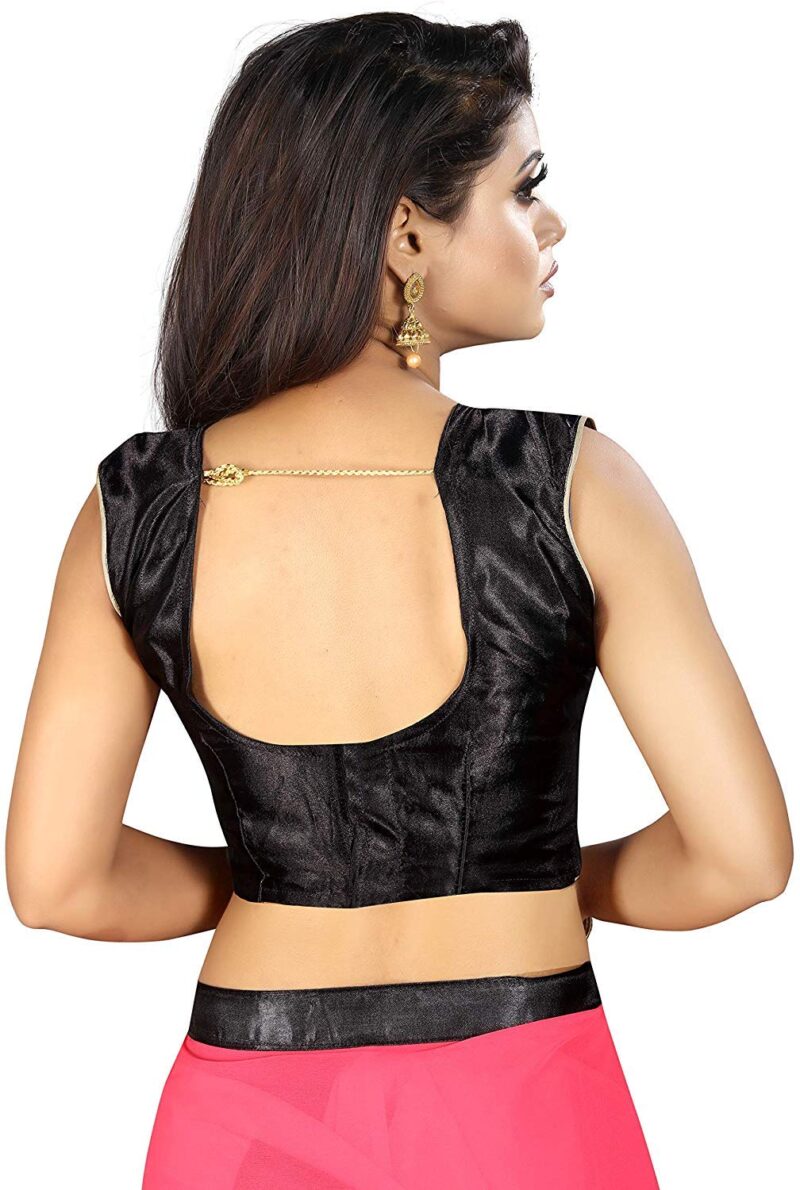 Market Magic World Women's Georgette Saree (Combinationruffle_Gajri-Black_Free Size_Gajri Black) - Image 2