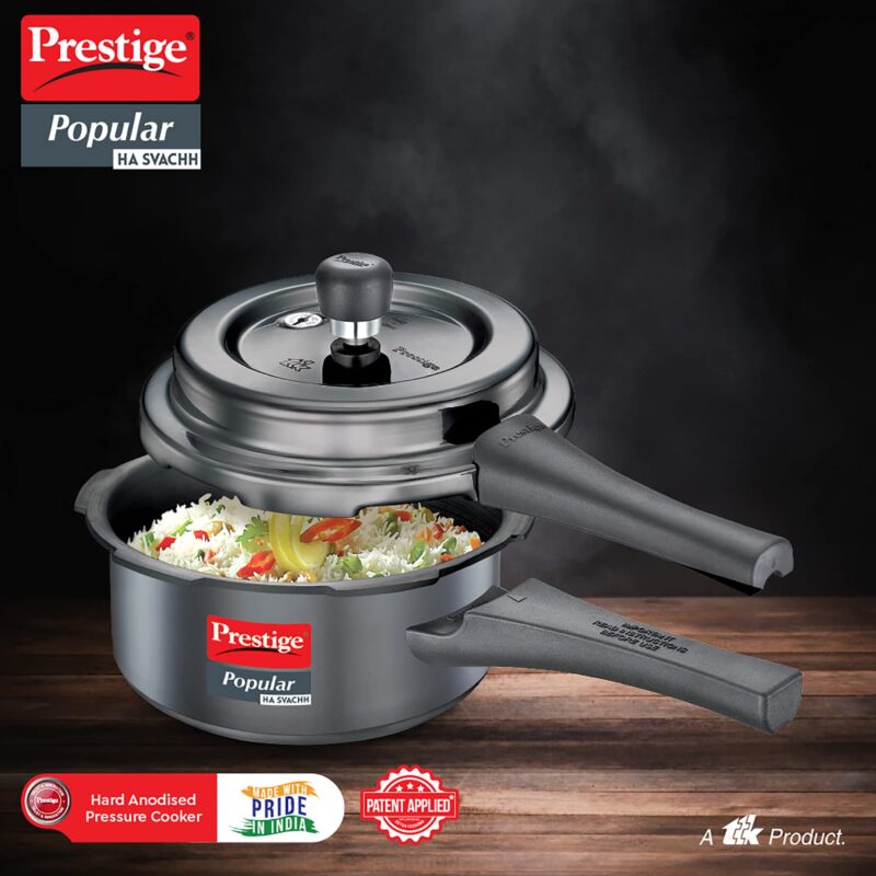 Prestige Popular Svachh Hard Anodised Pressure Cooker(2.0 L, Black, Deep Lid-Controls Spillage) - Image 4