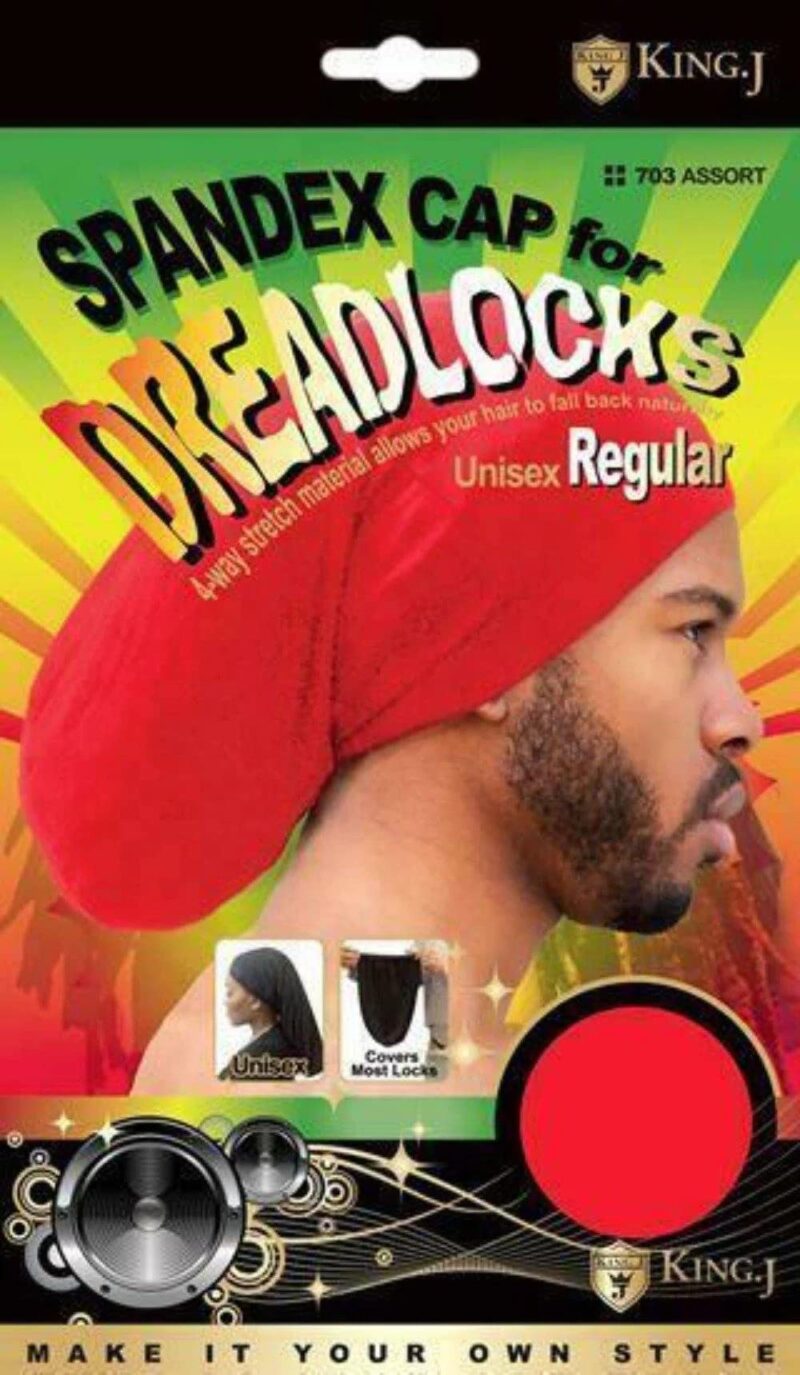 King.J Regular Size Unisex Spandex Cap For Dreadlocks, Black, 1 Count - Image 3
