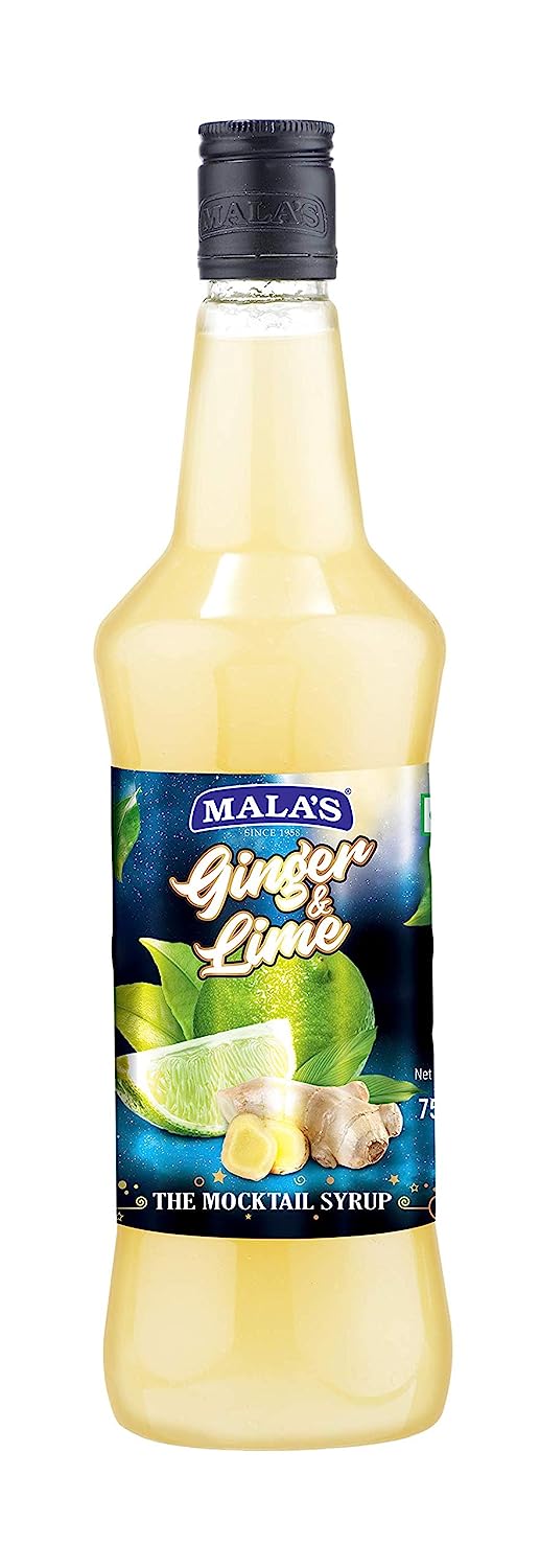 12x Mala's Lime Cordial Drink, Ginger - Pack of 12 - 750ml each