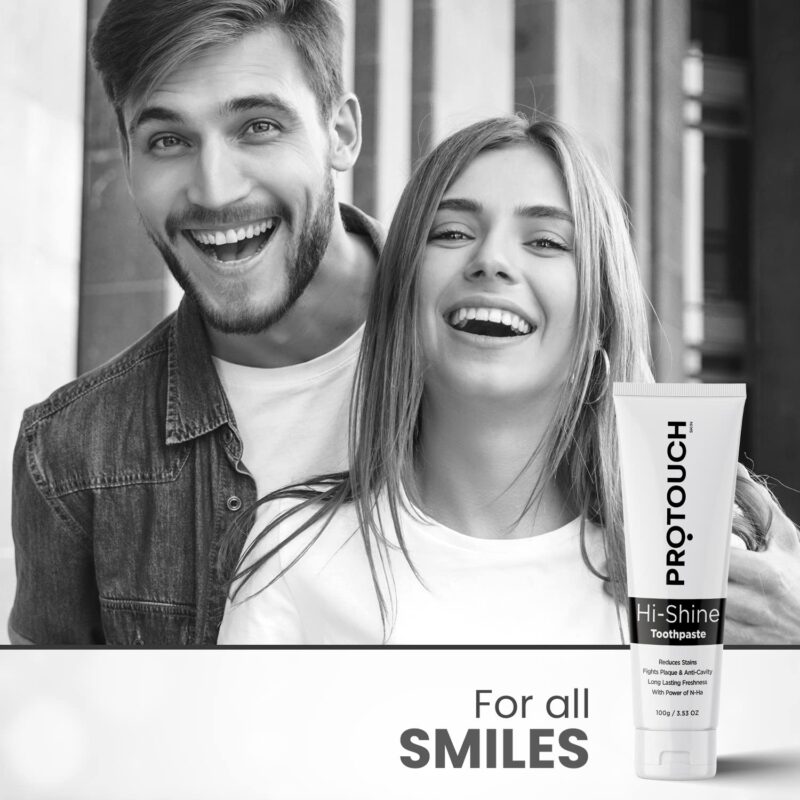 PROTOUCH Hi Shine Toothpaste | Teeth Whitening, Cavity Prevention and Superior Cleaning | With Charcoal | SLS & Fluoride Free Toothpaste with N-HA for teeth remineralization & Active Cleaning - Image 3