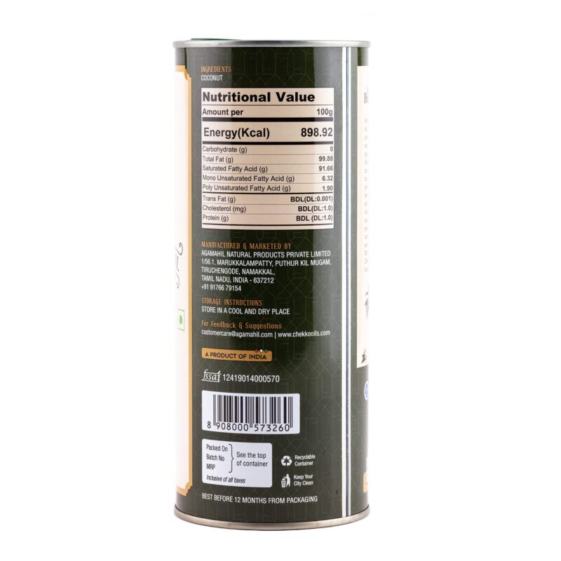 Chekko Cold Pressed Virgin Coconut Oil for Cooking Food, Massage, Diet, Oil Pulling, 100% Natural (1 LTR / 500 ml) (1 Ltr) - Image 4