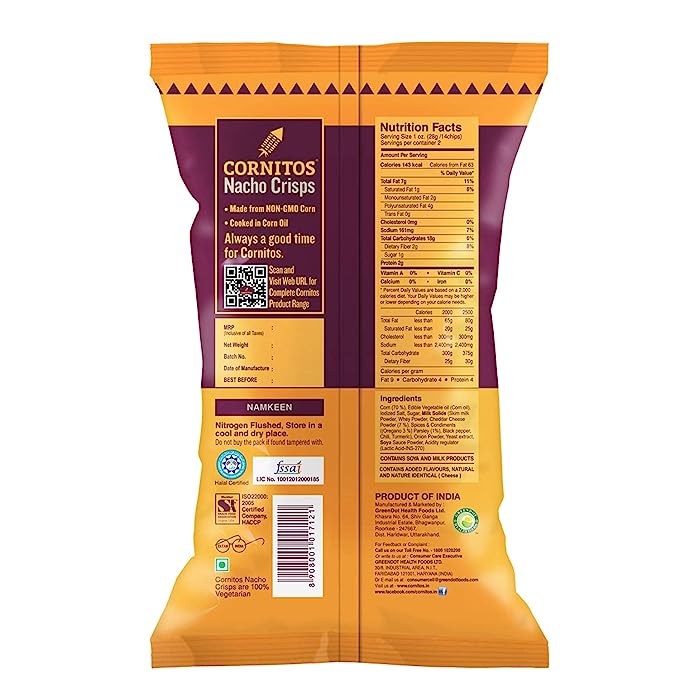 50x Cornitos Nachos Crisps, Cheese and Herbs, Pack of 50 - 55g each - Image 2
