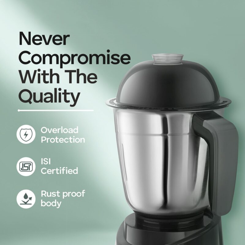 Longway Orion 900 Watt Juicer Mixer Grinder with 4 Jars for Grinding, Mixing, Juicing with Powerful Motor | 1 Year Warranty | (Black, 4 Jars) - Image 5