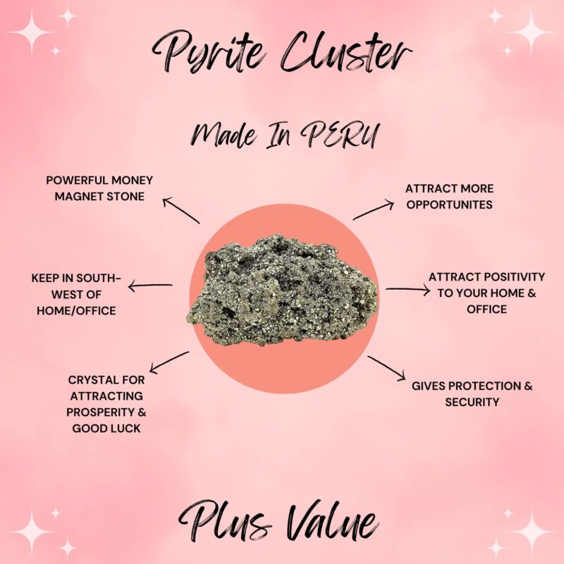 Plus Value Natural Pyrite Iron Golden Raw Stone Cluster Rough Rock Peru Pyrite Gemstone for Attracting Wealth, Attracts Abundance, Business Luck, Money Magnet (100 to 200 grams, 1 Piece) - Image 4