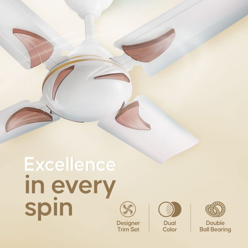 LONGWAY Creta P1 600 mm/24 inch Ultra High Speed 4 Blade Anti-Dust Decorative Star Rated Ceiling Fan (Ivory, Pack of 1) - Image 9