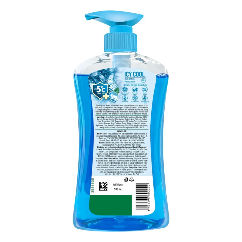 Dettol Body Wash and Shower Gel for Women and Men, Cool- 500ml | Soap-Free Bodywash | 12h Complete Odour Protection - Image 2