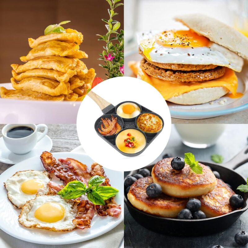 SILENCIO Egg Frying Pan Nonstick Pancake Pans 4-Cups cookware Pancake, Omelette Pan, Idli Non stic plat Harmless with Handle for Electric Stove for Kitchen for Induction Cooker - Image 2