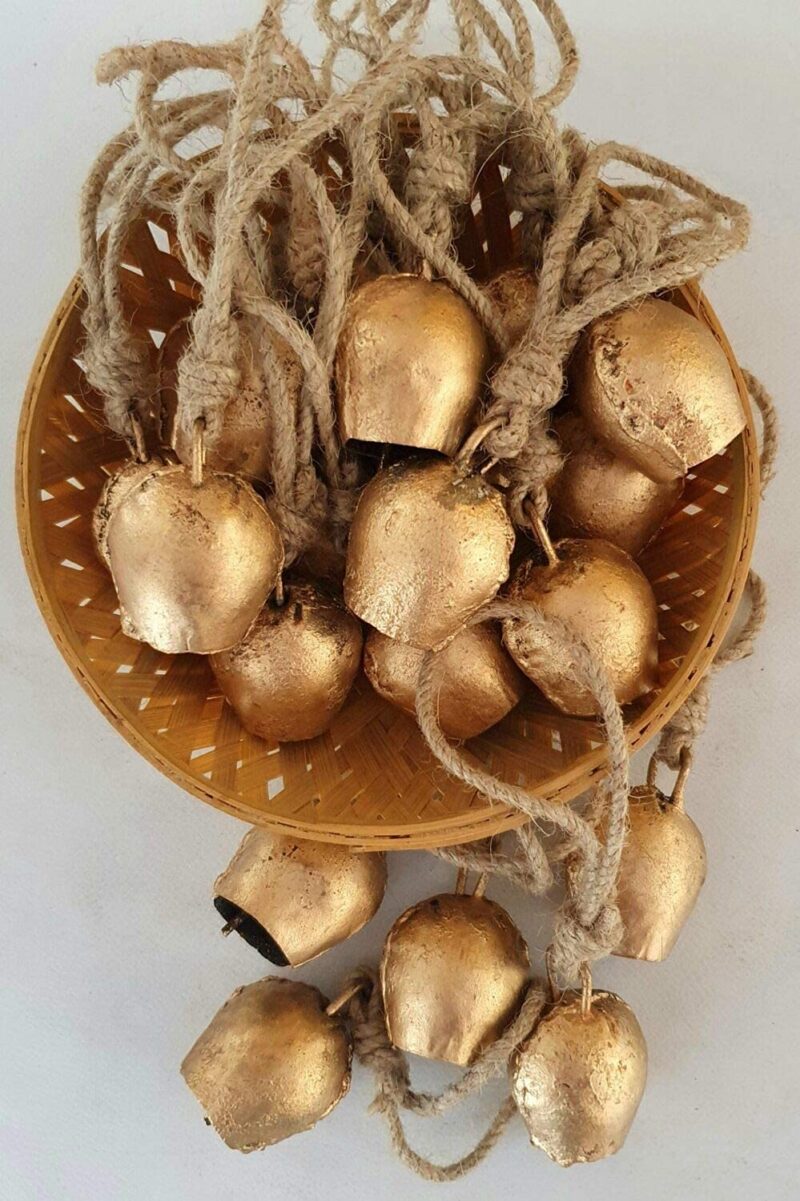 (Set of 10) Vintage Rustic Lucky Tin Cow Bells Christmas Decor Handmade Bells - Image 3