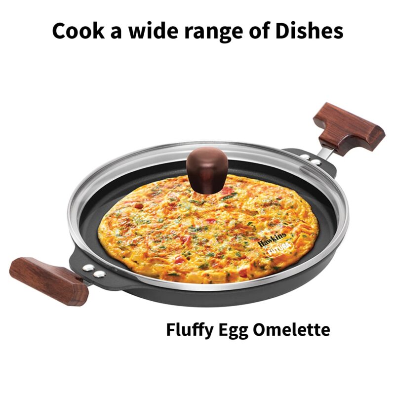 Hawkins Futura 24 cm Uttapam Pan, Pancake Tava, Non Stick Uttapa Tawa, Pancake Pan, Snack Maker, Black (NUP24G) - Image 5