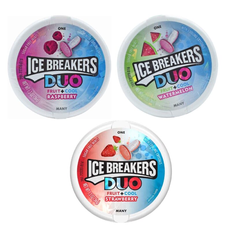 Icebreakers Sugar Free Mints Duo Combo (Pack of 3), Rasberry + Watermelon + Strawberry - Image 2