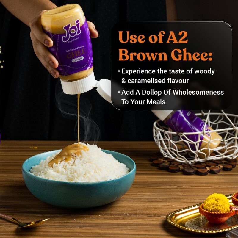 JOI Farm Caramel Cultured A2 Cow Desi Ghee 200 Ml X 1 (Brown Ghee) | Authentic Bengali Ghee | Pure Gawa Ghee | Certified and Farm-made (200 Ml) - Image 4