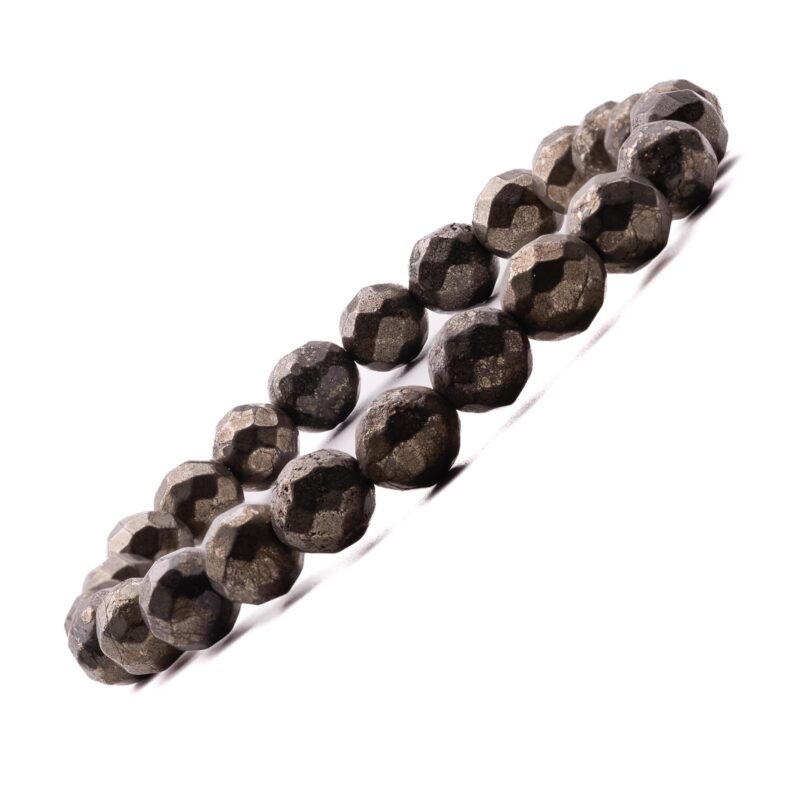 Plus Value Pyrite Bracelet for Men & Women Money Magnet Abundance Wealth Healing Crystal Stone Bracelet (Beads Size: 8mm, Jute Bag)
