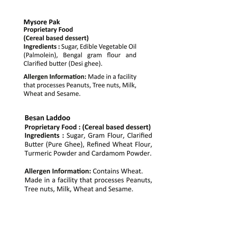 Mysore Pak 400gm & Besan Laddoo Premium 400gm - Image 2