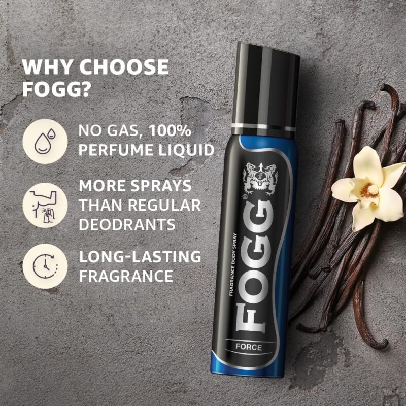 4x Fogg Force No Gas Deodorant for Men, Long-Lasting Perfume Body Spray, 150 ml each - Pack of 4 - Image 7