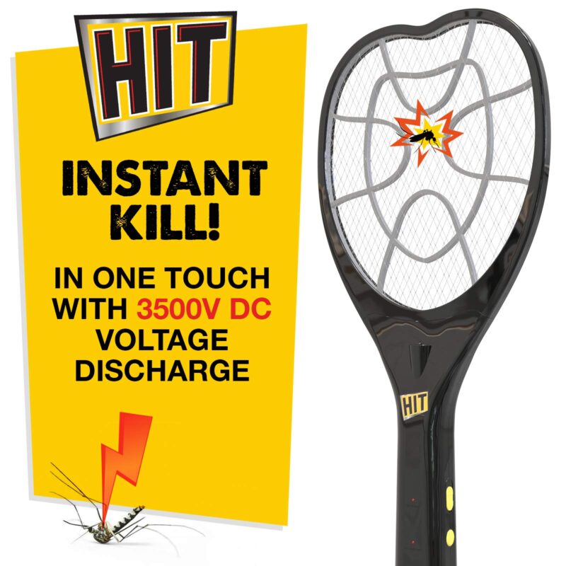 HIT Anti Mosquito Racquet - Rechargeable Insect Killer Bat with LED Light and Cockroach Killer Spray, 200ml Combo - Image 7