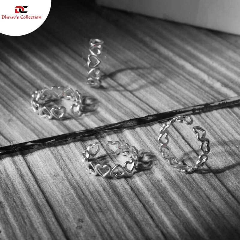 DHRUVS COLLECTION Exclusive BIS Hallmarked 925 Pure Sterling Oxidized Silver Heart Shape Toe Ring/Bichhiya For Girls & Women - Image 8