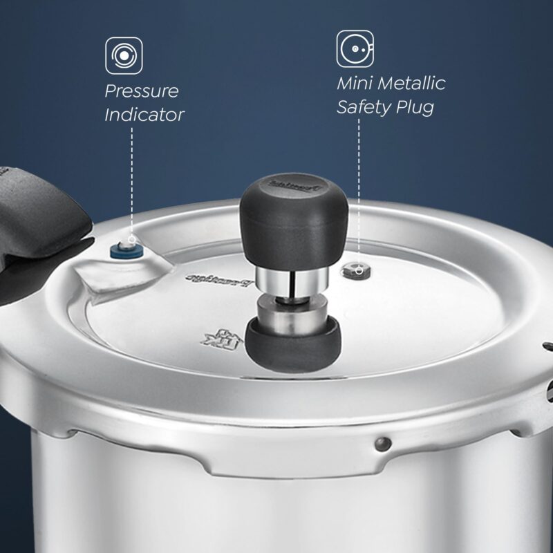 Prestige 2L+3L+5 Litres Svachh Outer Lid Aluminium Combo Pressure Cooker with 2 Lids |Deep Lid Controls Spillage | Gas & Induction Compatible | Anti-Bulge Induction Base| Gasket-release system - Image 4