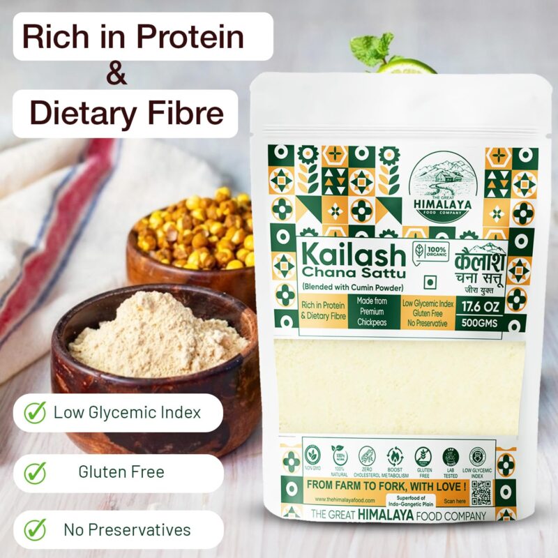 Great Himalaya Chana Sattu (500gm) | Blended with Roasted Cumin Powder |100% Natural and Authentic Whole Bengal Gram Flour | Rich in Protein & Fiber - Image 6