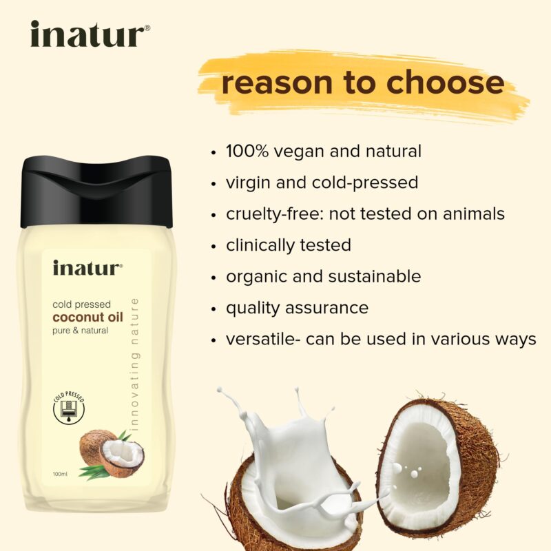 inatur Coconut Oil 100ml - 100% Pure, Virgin, Cold Pressed & Organic | Coconut Oil for Hair, Body & Skin Care | Pure Coconut Oil for Skin, Organic Coconut Oil for Skin, Suitable for All Skin Types - Image 6