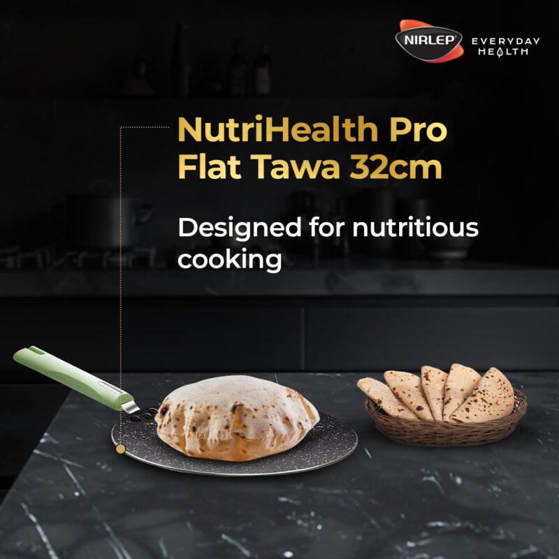 NIRLEP NutriHealth Dosa Tawa 32 cm I Patented Silver Ion Coating I Metal-Spoon Friendly I I Soft Touch Handle I Multi-Purpose Non-Stick Tawa for Dosa, Uttapam and Pancake I 18M Guarantee - Image 5