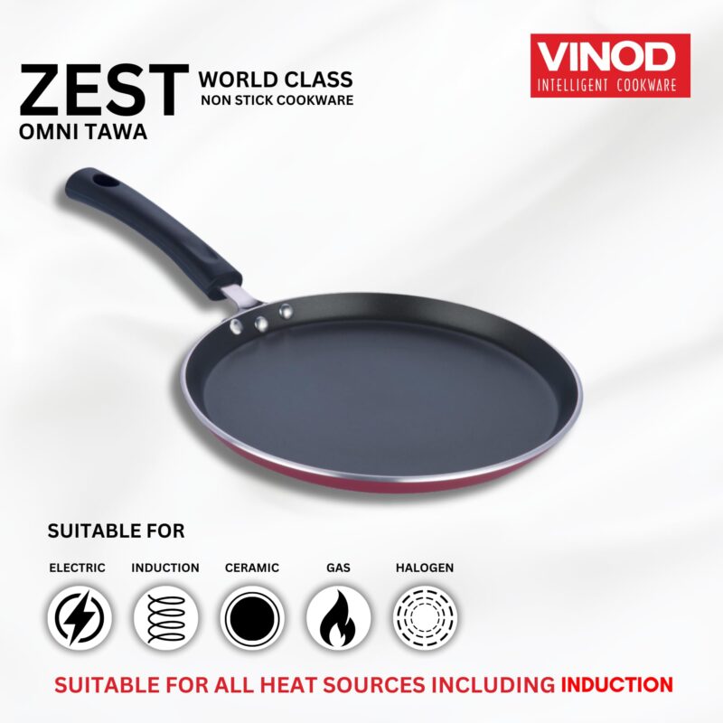 Vinod Zest Aluminium Non Stick Dosa Omni Tawa - 28cm | 4mm Extra Thick | 3 Layer Ceramic Coat | Bakelite Handle | Toxin Free | Gas Base - 1 Year Warranty - Image 7
