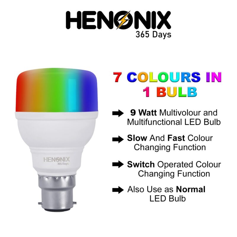 HENONIX 9 watt 7 Color in 1 led Bulb | 7 Colours Led Bulb | Multicolor Bulb 9 watt | Rgb Led Bulbs | Decorative Multicolor led bulb Pack of 12 (12) - Image 2